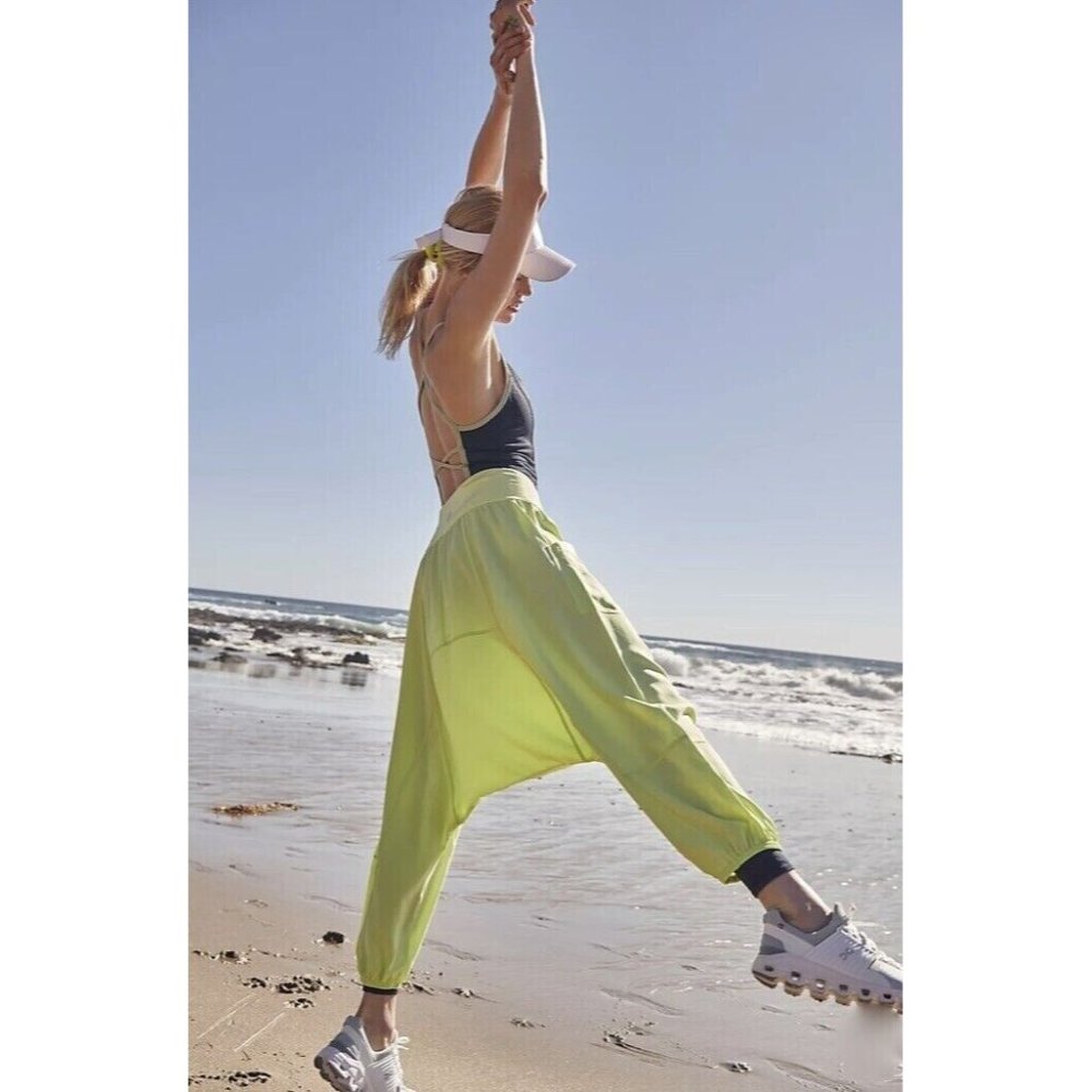 Free People Neon Yellow Harem Track Pants - Picture 3 of 4